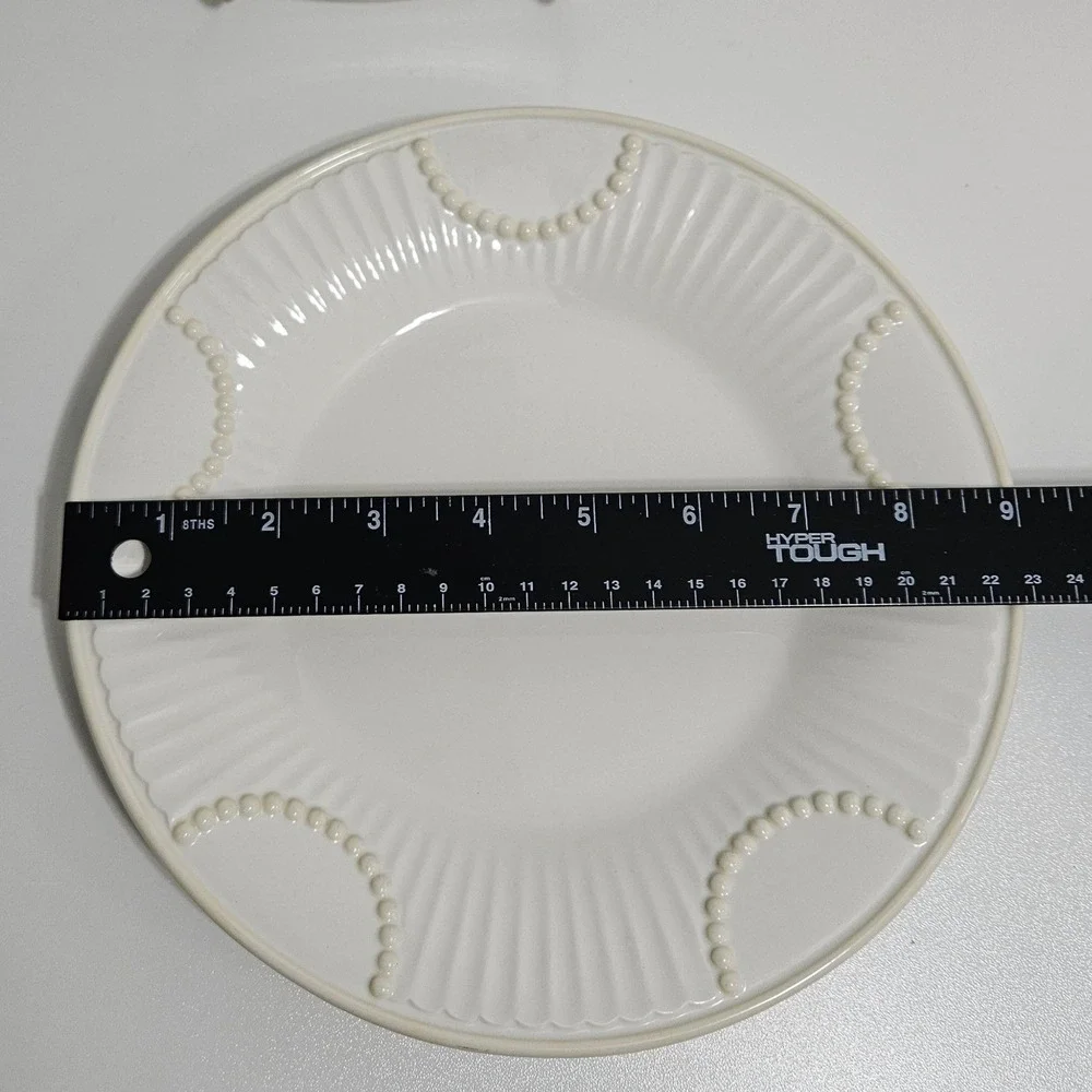 Lenox Butlers Pantry 4 Lunch Plates Discontinued Ivory Stoneware Rimmed Soup Y2K